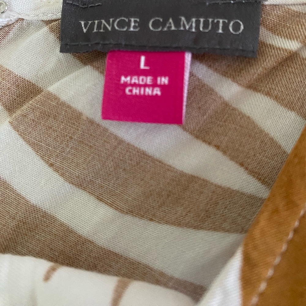Vince Camuto Palm Print High Waist Tie Front Maxi Silhouette Dress-L - Picture 8 of 11